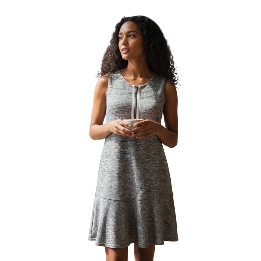 Juicy Couture Flared Hem Tank Dress~Size M~Silver Gray Metallic Zipper NYE L9 21